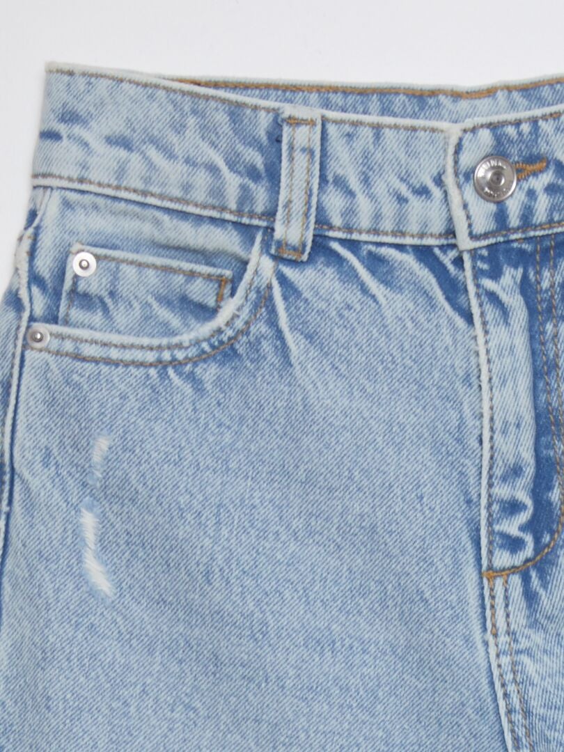 Calça jeans reta de cintura alta - AZUL