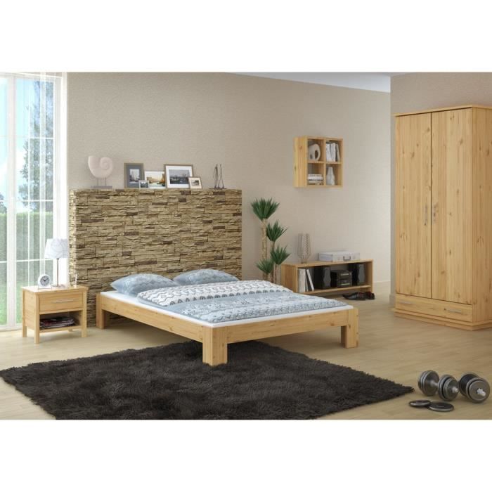 Lit futon pin naturel 140x200 design moderne sans tête de lit, cadre de lit sans sommier 60.67-14oR