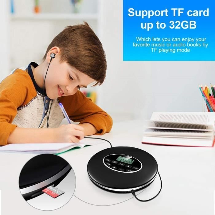 Gueray Bluetooth Portable CD Player Walkman with Headphones, Supports TF Card Playback, CD Player, Anti-Shock Function, Small 62