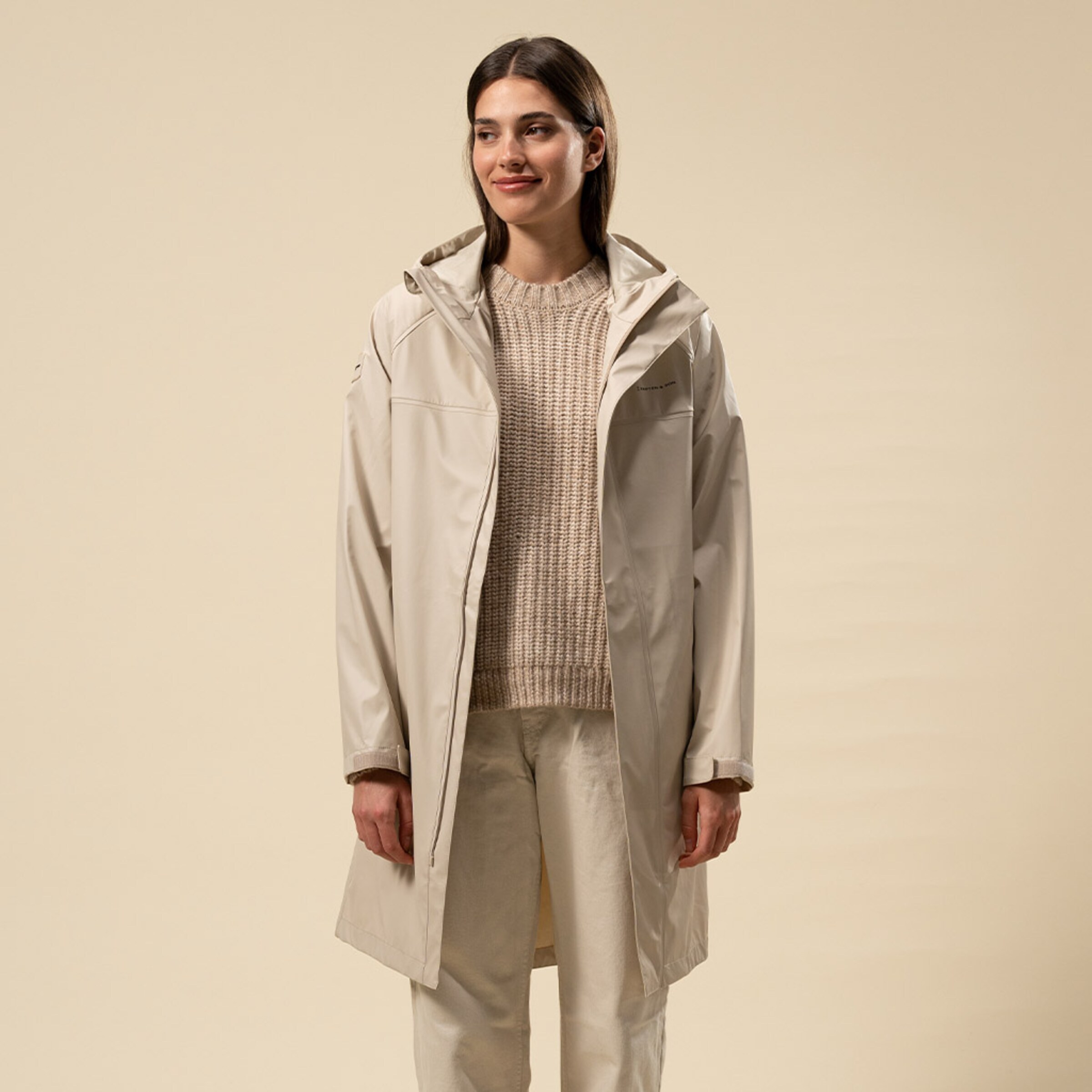Veste imperméable longue en grès pour tous les jours