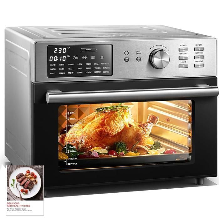 Mini four professionnel - Four a air, 30L/18 Programmes/30-230℃,  Lumière intégrée, Cavité et plateaux en acier inoxydable
