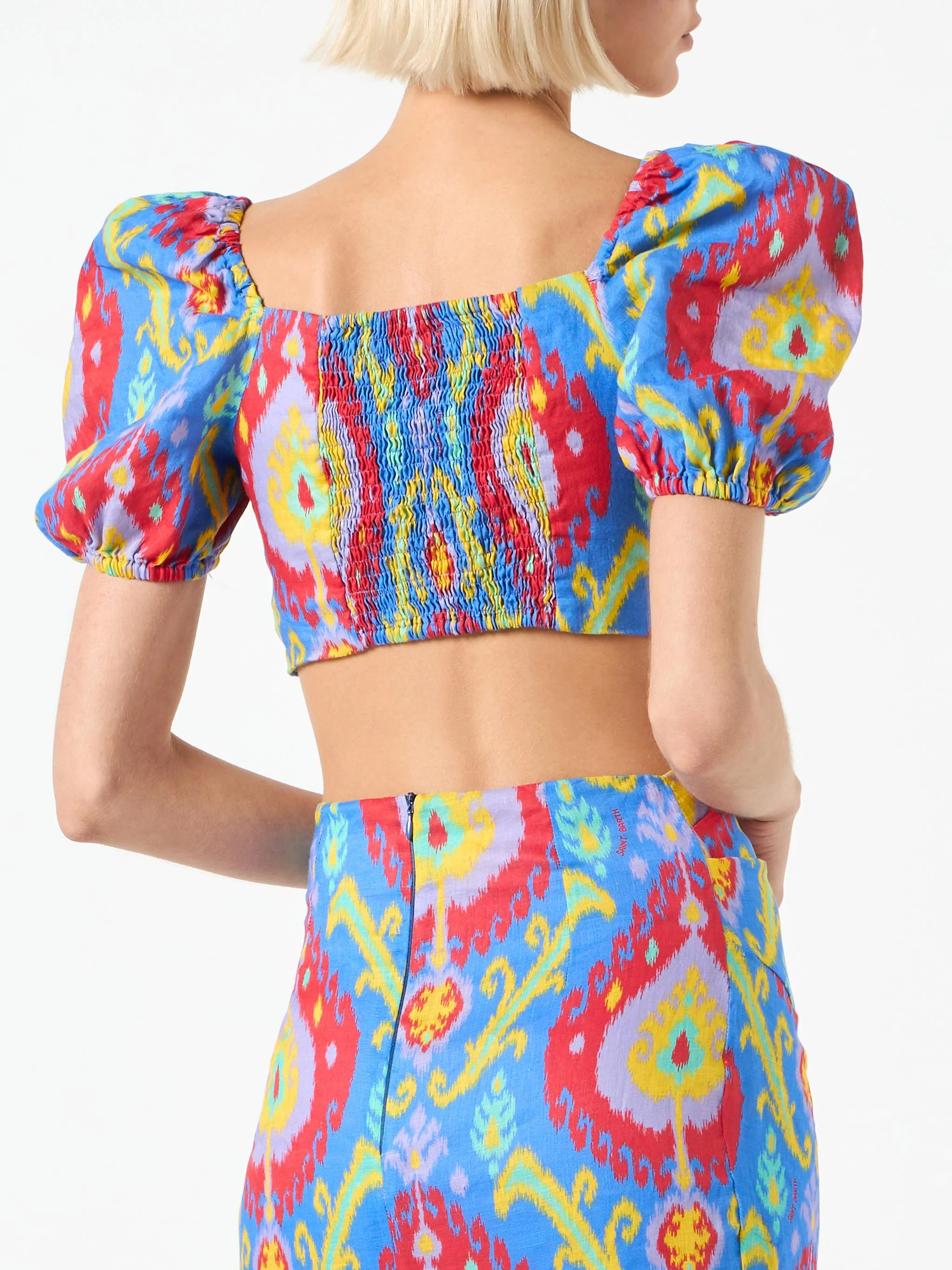 Crop-Top mit Ikat-Muster
