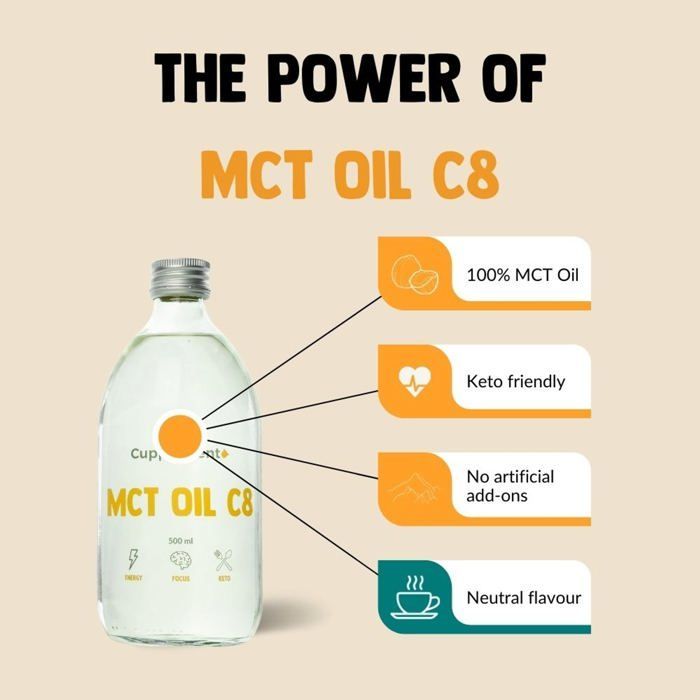 Cupplement MCT Oil C8 500 ML Organic - No powder, capsules, 1000 ml or C10 - MCT Oil - Supplement -