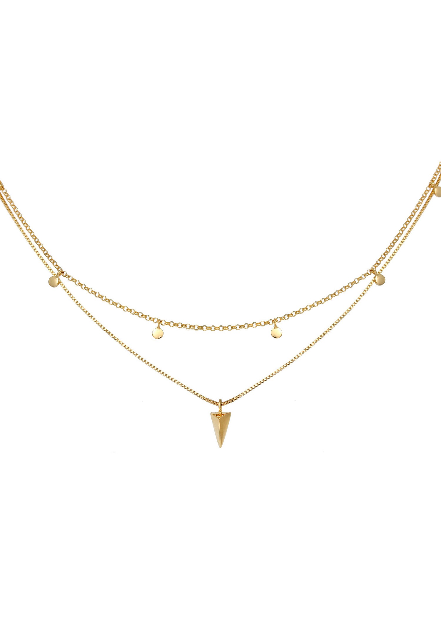Elli Femme Choker Layer Disc Triangle Geo en argent sterling 925 plaqué or