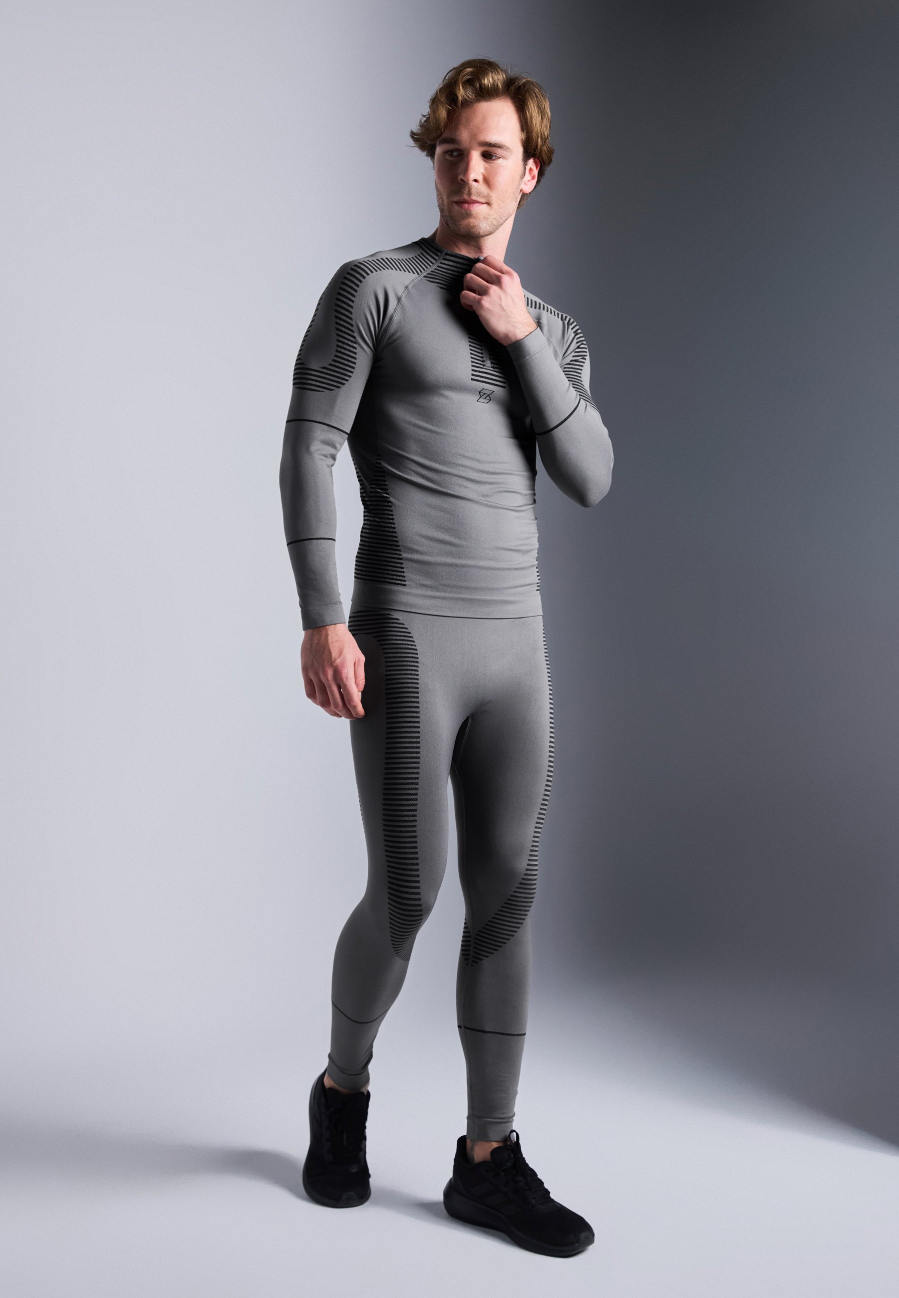 Completo sportivo termico senza cuciture Pier One Sport - Top e leggings - Top a maniche lunghe - grigio scuro