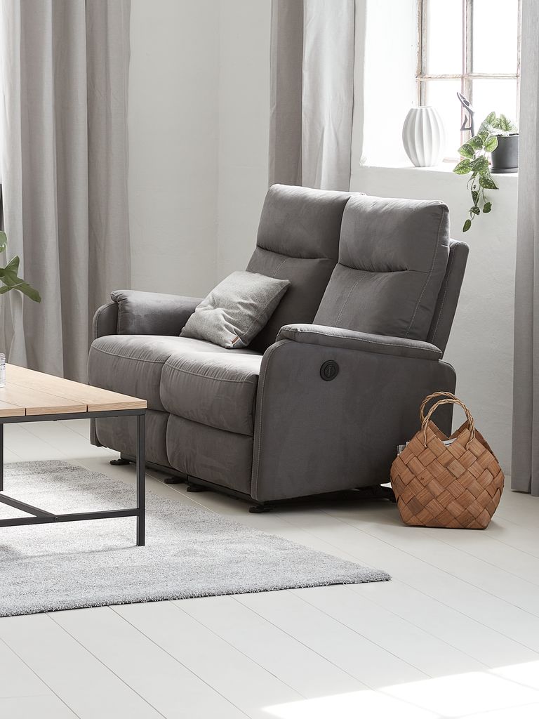 ABILDSKOV dvivietė sofa-lova, pilka dirbtinė oda