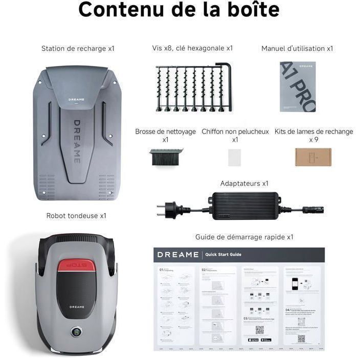 Dreame A1 Pro Smart Robotic Lawnmower, 2000 m² Cordless Perimeter Robotic Lawnmower, Intuitive Management