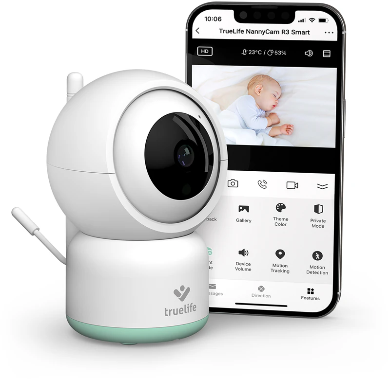 Câmera de vídeo digital inteligente para bebês TrueLife NannyCam R3