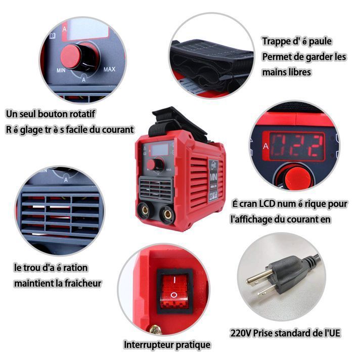 Inverter Welding Machine, 250A MMA Inverter Welding Machine with an Ultra-Light Weight of Only 1.65 KG, 220x105x160 mm Portable