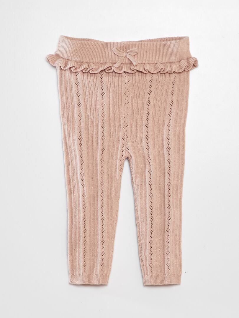 Opengebreide legging + sokken - BEIGE