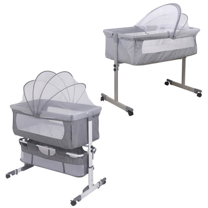 Berceau multifonctionnel 92 * 58 * 70-87cm - Yagewa - Lit Cododo pour Bébé 0-3 ans - Avec Matelas Moustiquaire