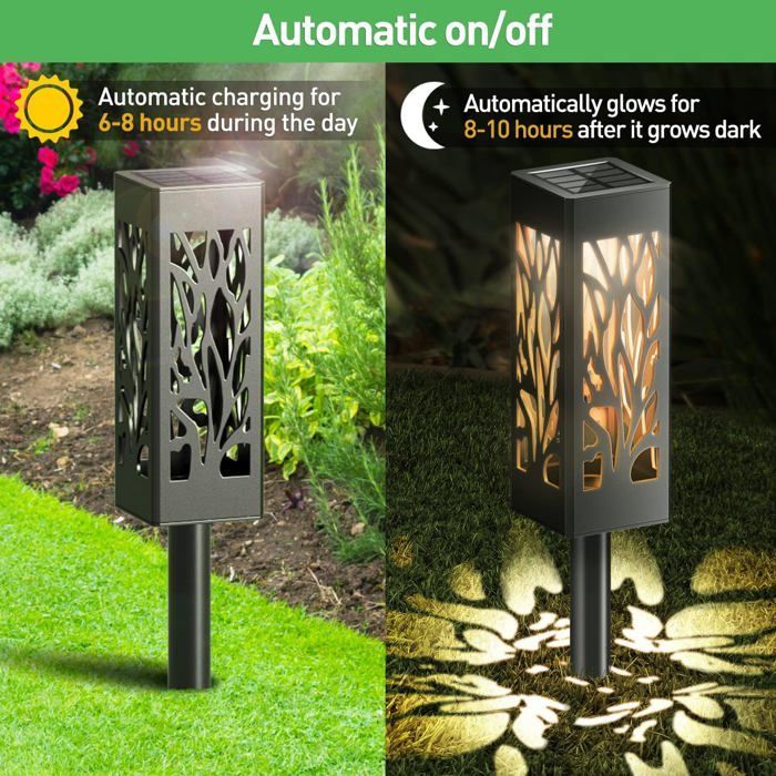Buitenverlichting op zonne-energie, 6 stuks tuindecoratie op zonne-energie met warm wit licht, IP65 waterdichte lampen