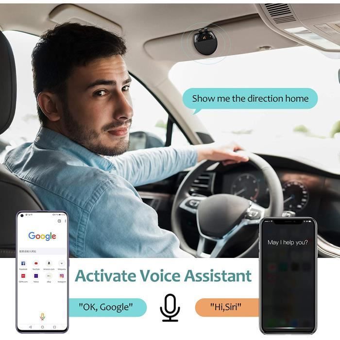 Kit manos libres ZGEER - Bluetooth 5.0 - Micrófono integrado - Reducción de ruido - Clip para visera
