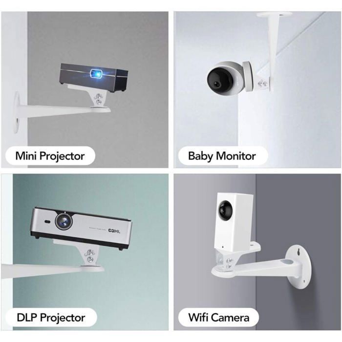 1 soporte de pared mini para proyector, tornillo M4 de 6,3 a 7,87 pulgadas, rotación de 360°, inclinación de 60°, para cámara/proyector/webcam - Alfombrilla