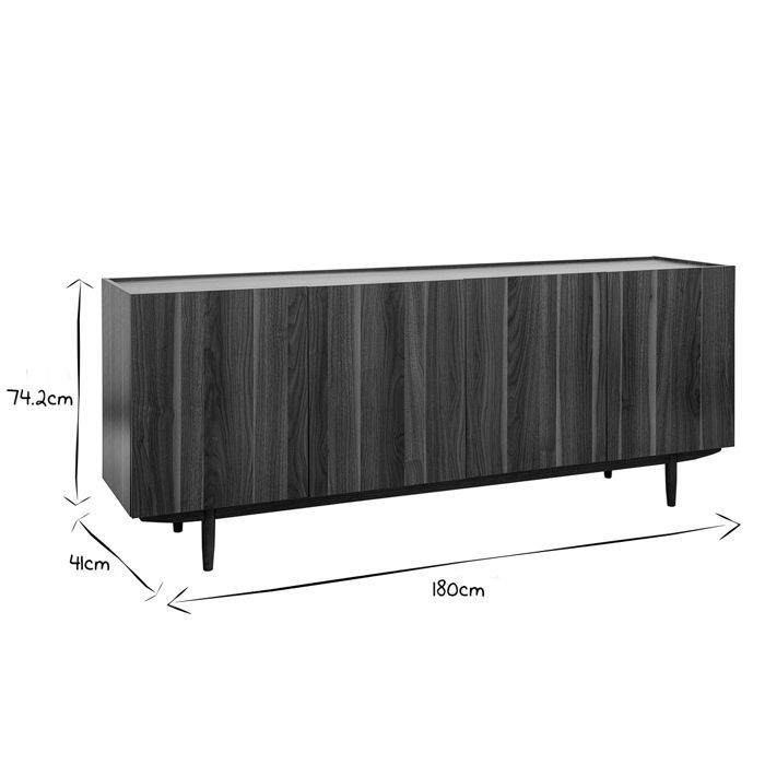 Miliboo - Vintage sideboard with dark walnut wood finish, 4 doors, W180 cm SANAA