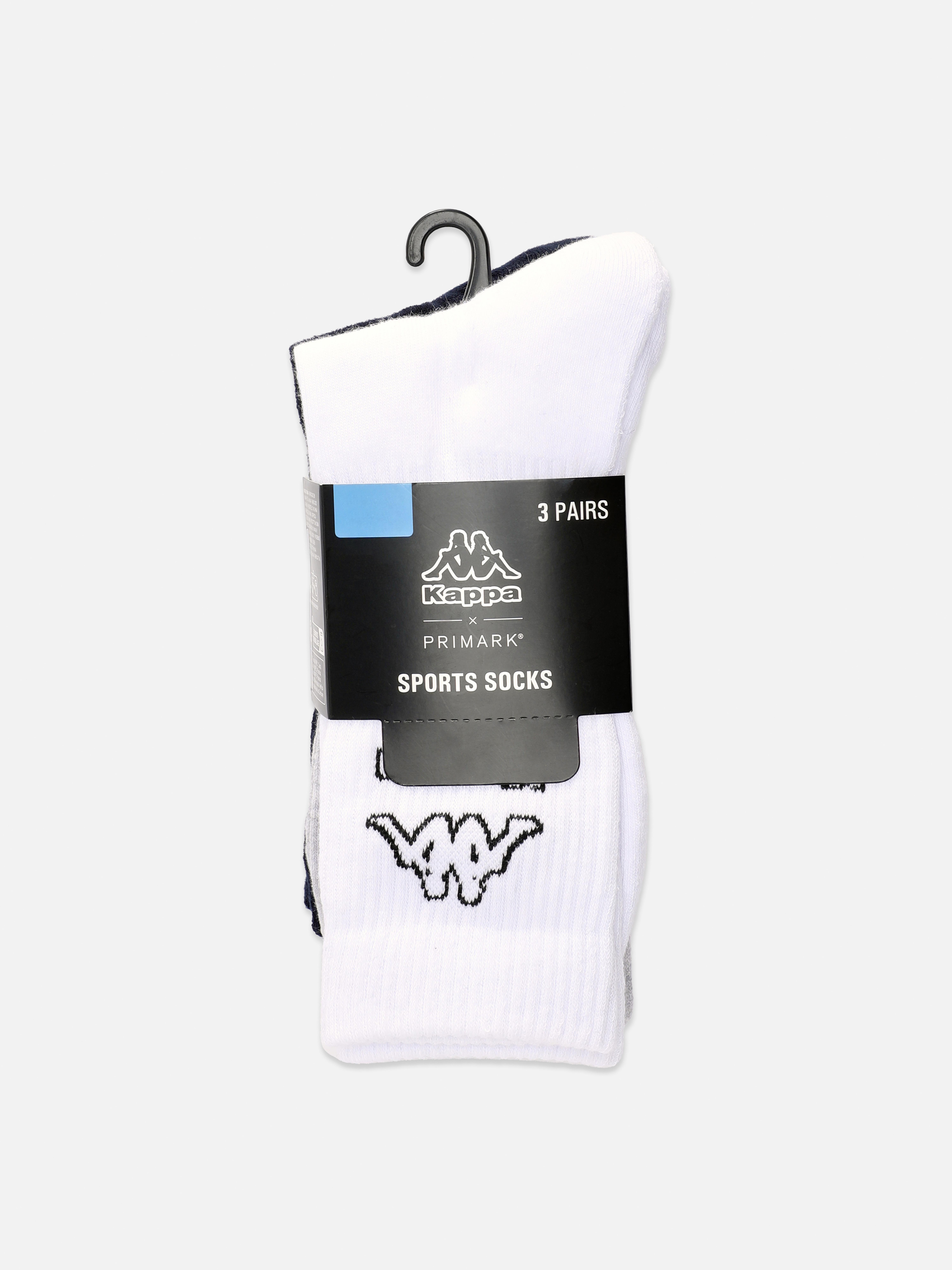 Șosete până la jumătatea gambei cu logo Kappa x Primark, 3 perechi Șosete cu nervuri multipack cu logo Kappa intarsiat contrastant