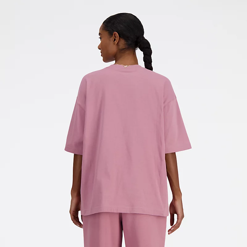 Dames T-shirt met de iconische universiteitsprint in een grote maat - ROSEWOOD