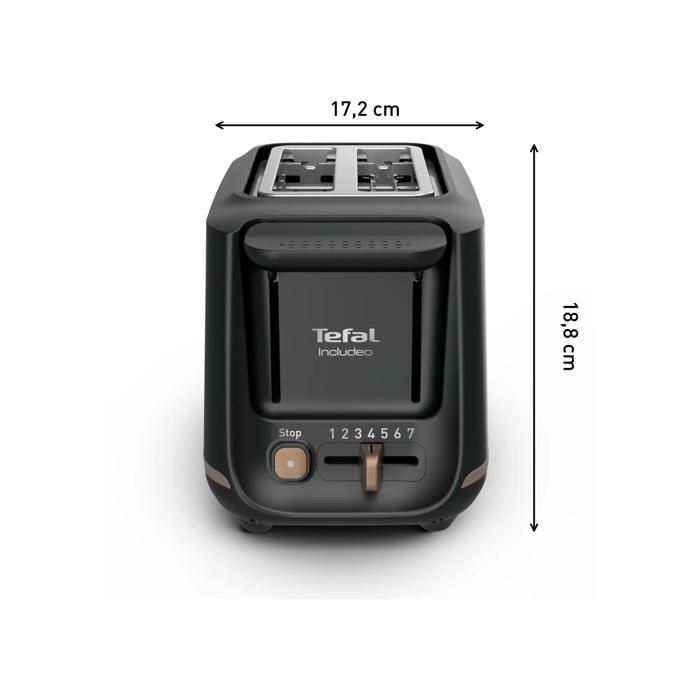 Tostapane Tefal a 2 fette extra-largo, facile da usare, Includeo TT533811