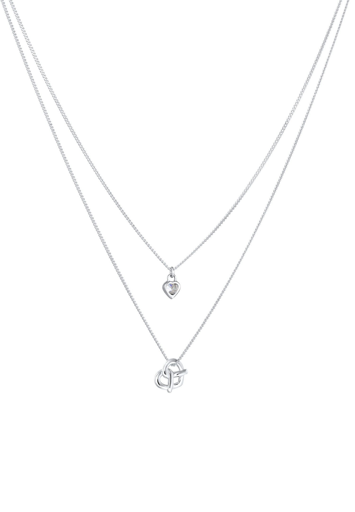 Elli Femmes couches cœur bretzel pendentif costumes avec zircon en argent sterling 925