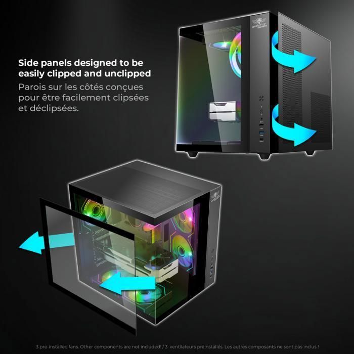 Spirit of Gamer - Boiter PC Aquarium BANDIT GT DARK Pour ATX, mATX, ITX