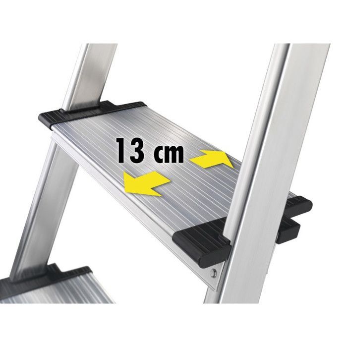 Escalera de seguridad plegable de aluminio Hailo ProfiStep XXL con 8 peldaños extra anchos.