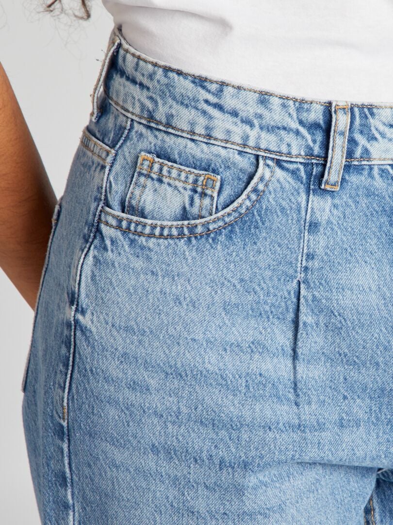 Calça jeans folgada de cintura alta - AZUL