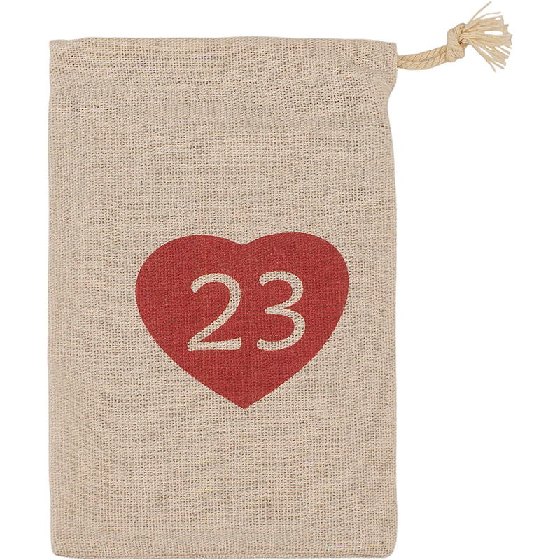 Heimkalender-Taschen 12x20 cm 1-24 Stoff mit Herz