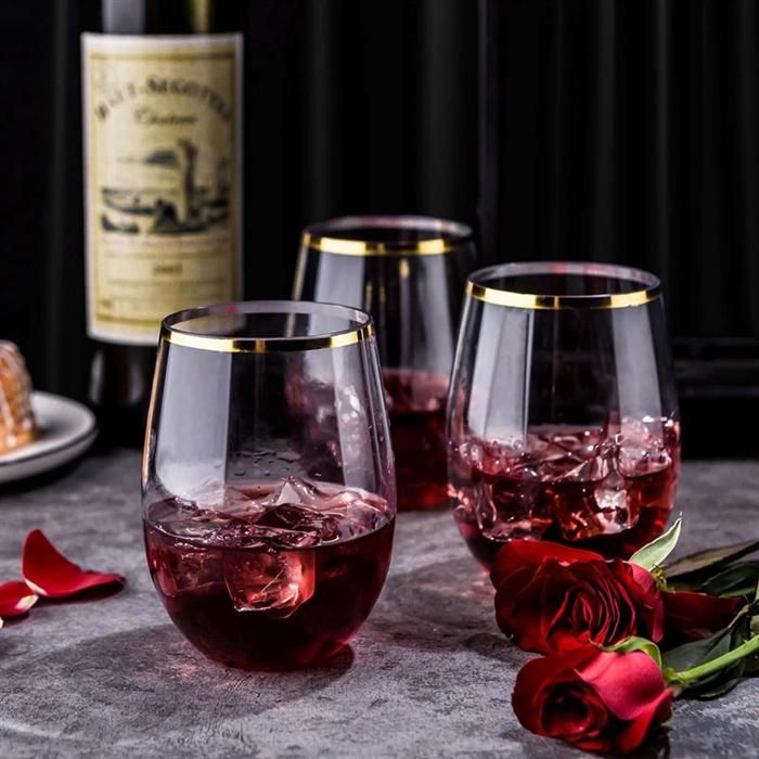 Copas de vino desechables sin tallo, vasos de plástico para vino, vasos para cócteles de whisky, vasos transparentes para bebidas para fiestas.