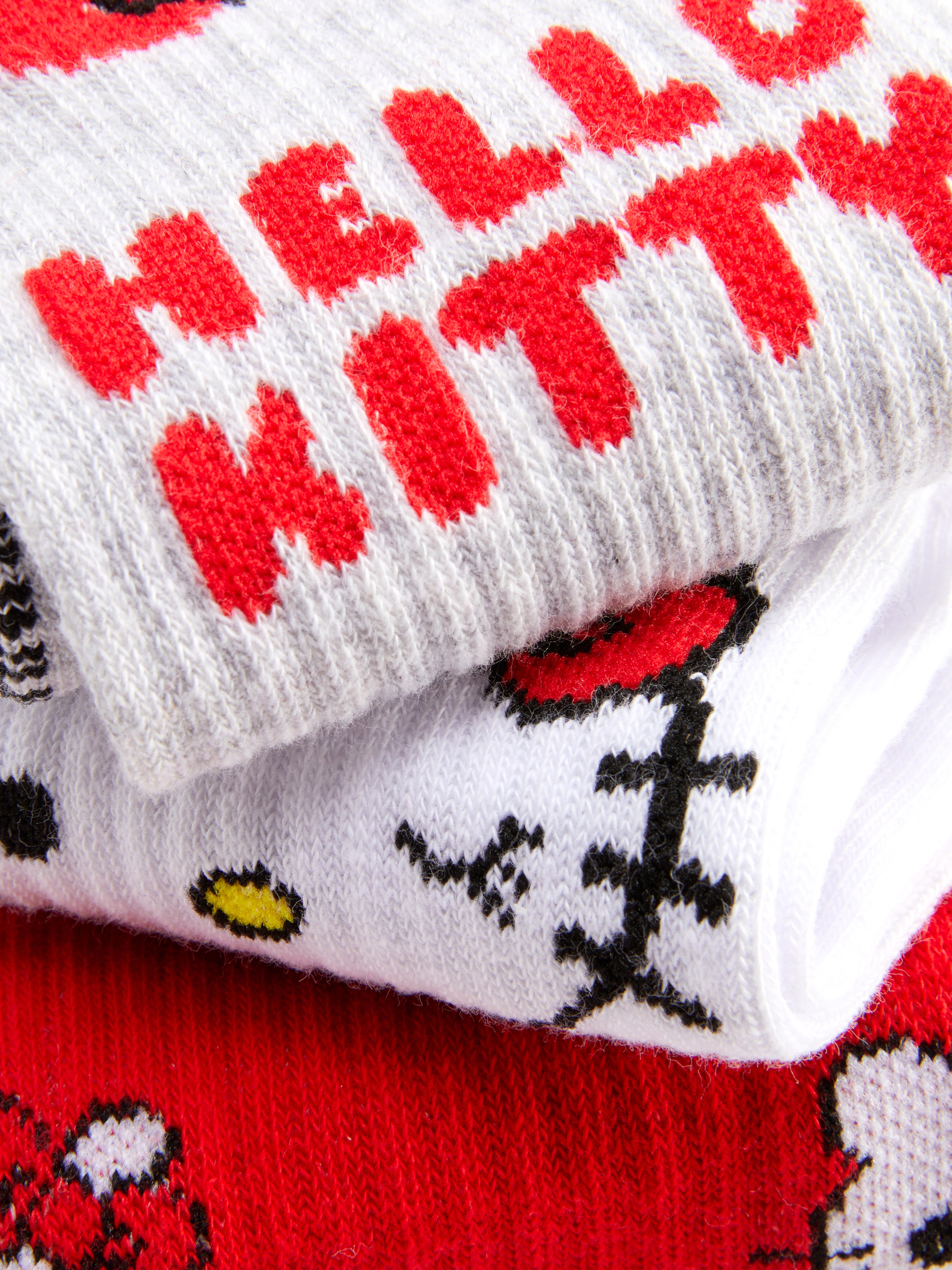 Șosete Hello Kitty până la jumătatea gambei, 3 perechi Trei perechi de șosete cu nervuri până la jumătatea gambei cu modele Hello Kitty