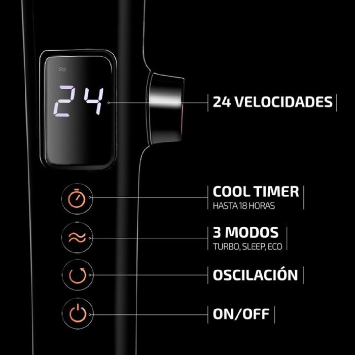 Ventilador de pedestal Cecotec EnergySilence 1040 SmartExtreme. 28 W, motor de CC, 3 velocidades, temporizador, pantalla LED, control remoto.