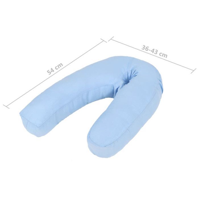 Almohada de embarazo en forma de J vidaXL 54 x 43 cm Azul