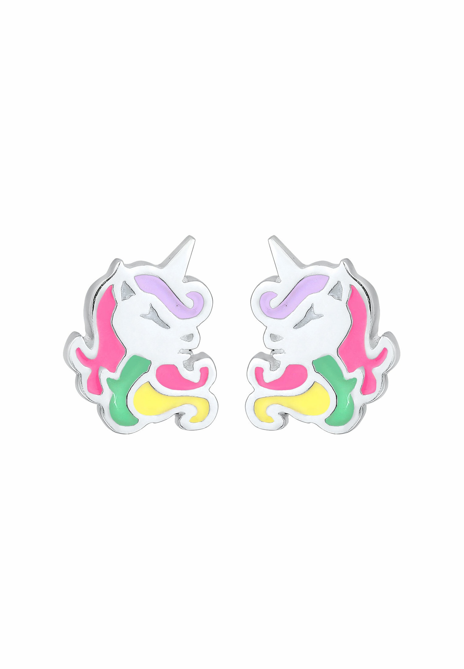 Elli Clous d'oreilles pour enfants Licorne ludique avec émail en argent sterling 925