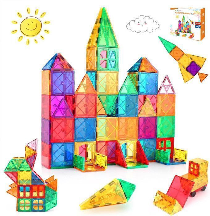 Conjunto de 48 peças de blocos de construção magnéticos - Brinquedo infantil - Brinquedo de construção magnético 3D para crianças de 3, 4, 5, 6, 7 e 8 anos.
