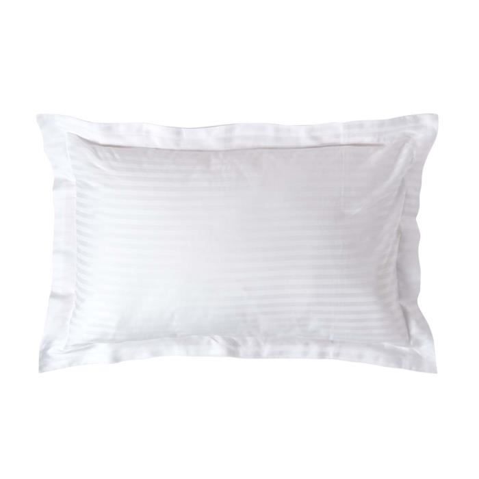 Funda de almohada - Satén de algodón - Blanca - 50 x 75 cm - 330 hilos - Hipoalergénica