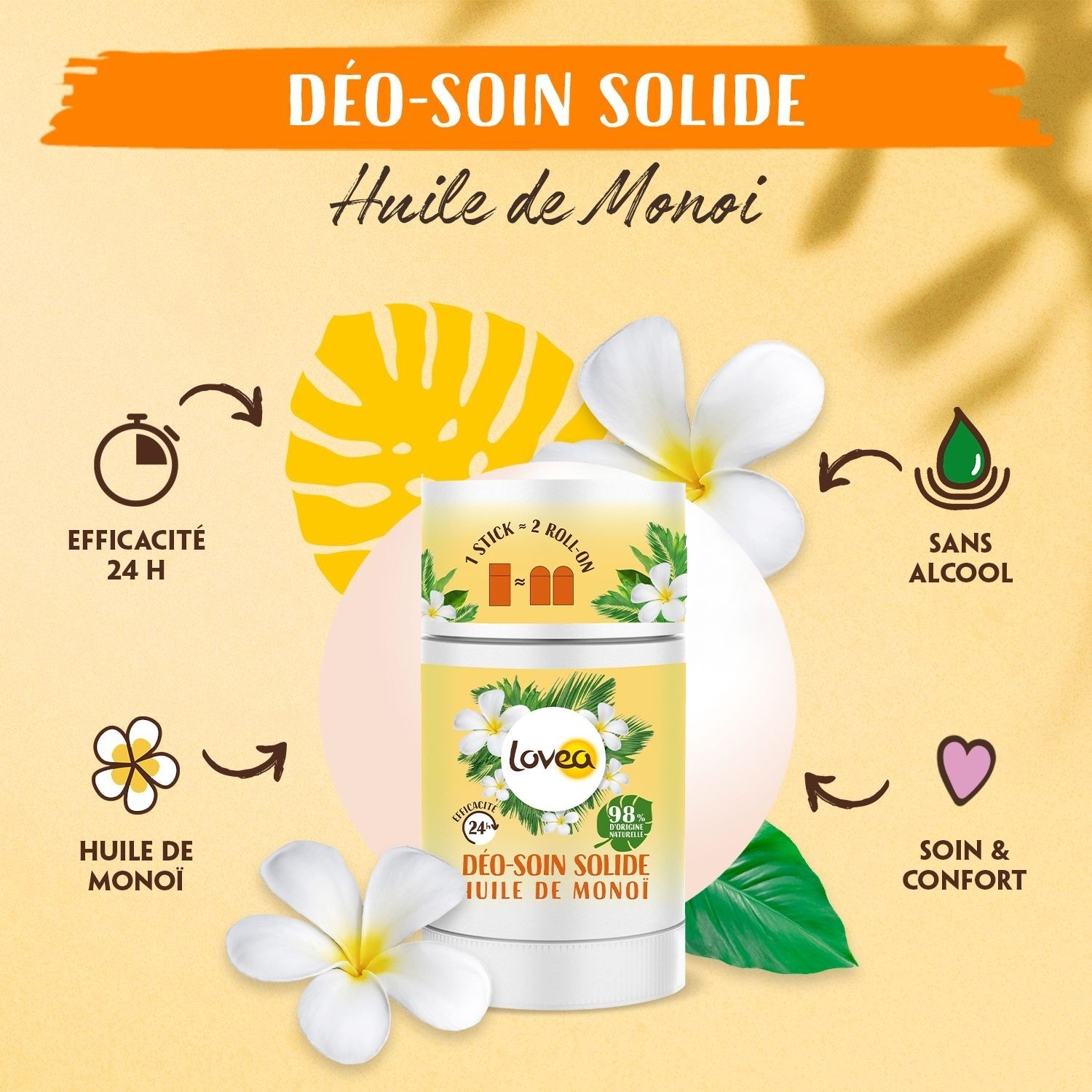 Lovea Déo-Soin Solide Huile de Monoï