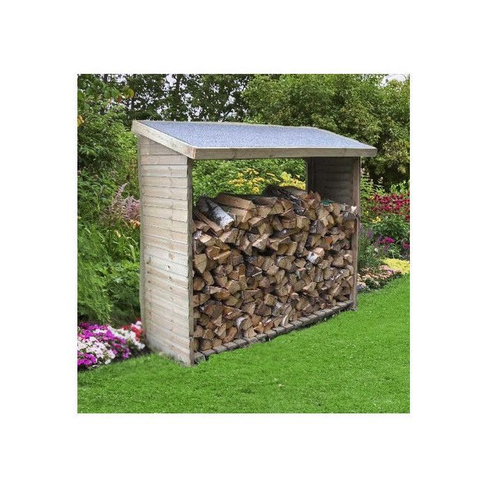 Caseta de almacenamiento de madera tratada a presión, de montaje en pared - 2 metros cúbicos - 188 x 86-65 x 187-163 cm - Madera natural