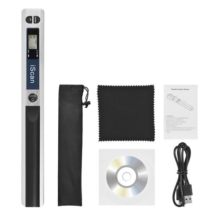 Portable Sans fil Document Scanner A4 900DPI JPG/PDF Format LCD Affichage avec Sac pour Bureau École Argent(CD)