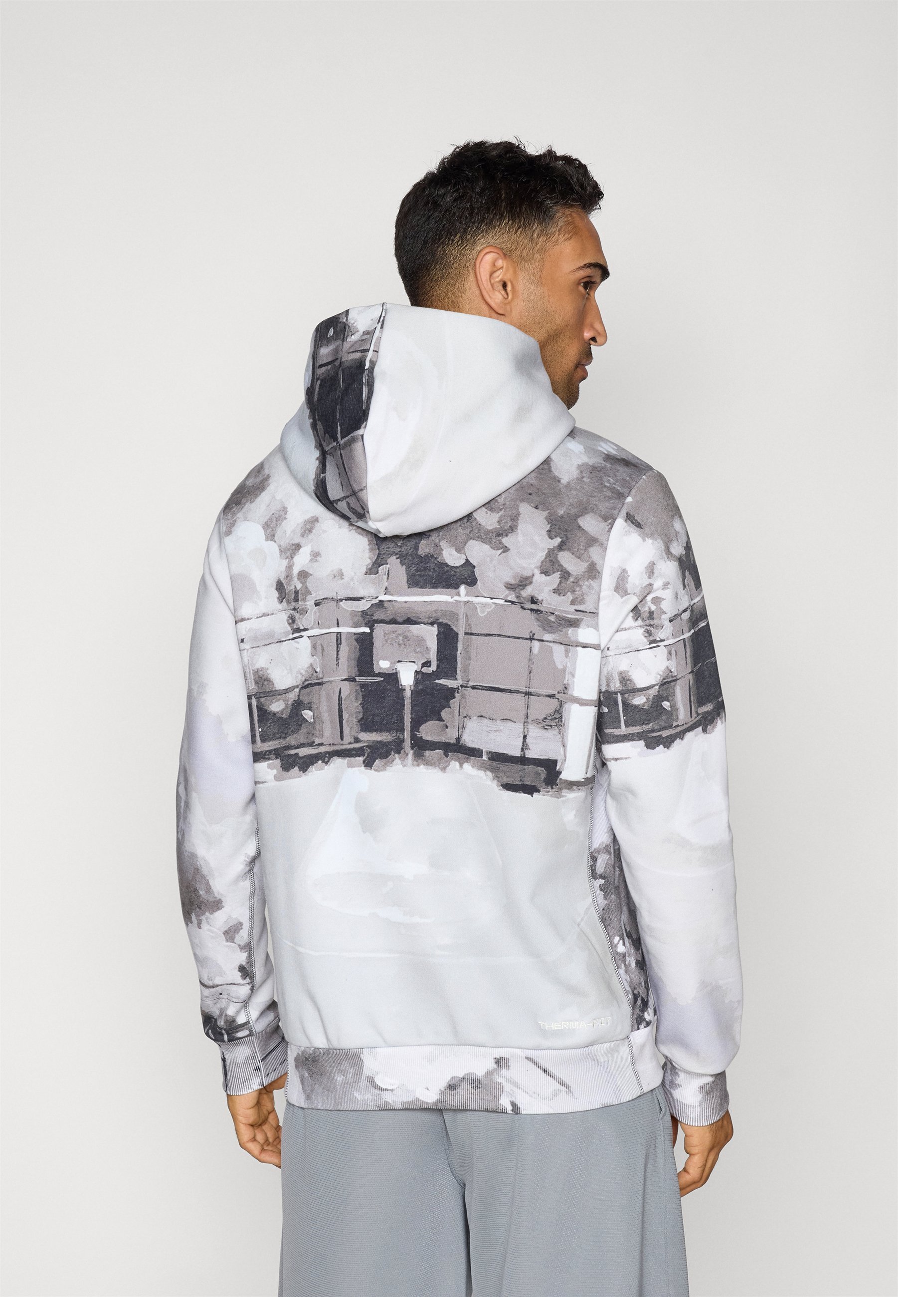 Moletom com capuz Nike Performance STANDARD ISSUE AOP - Cinza ferro/marfim claro