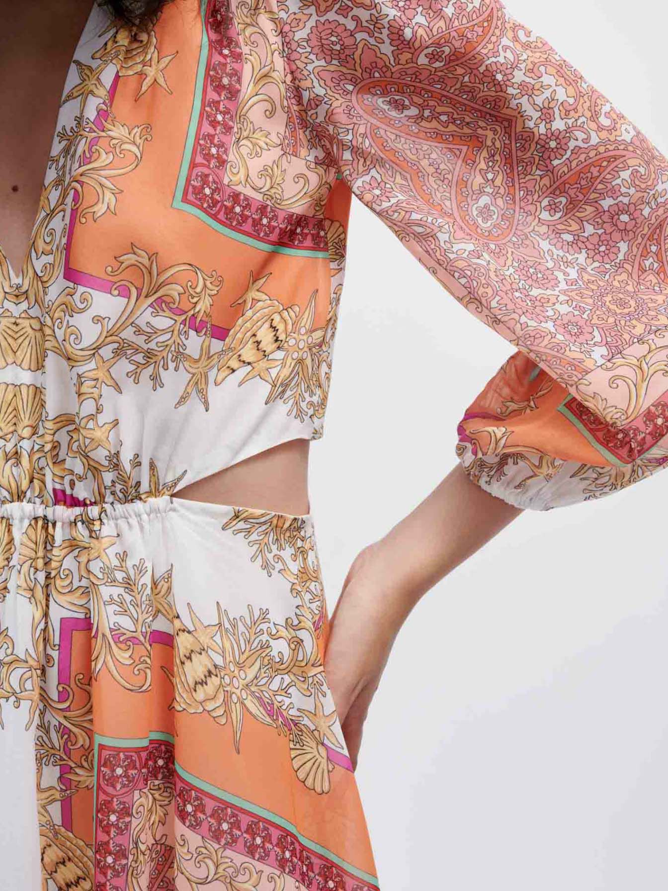 Bedrukte mousseline jurk - Foulard Coquillage