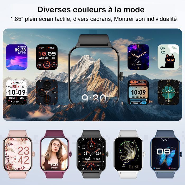 Smartwatch Blackview per uomo e donna, salute e sport, chiamate Bluetooth, monitoraggio della frequenza cardiaca/del sonno, impermeabile IP68, contapassi, 2 cinturini
