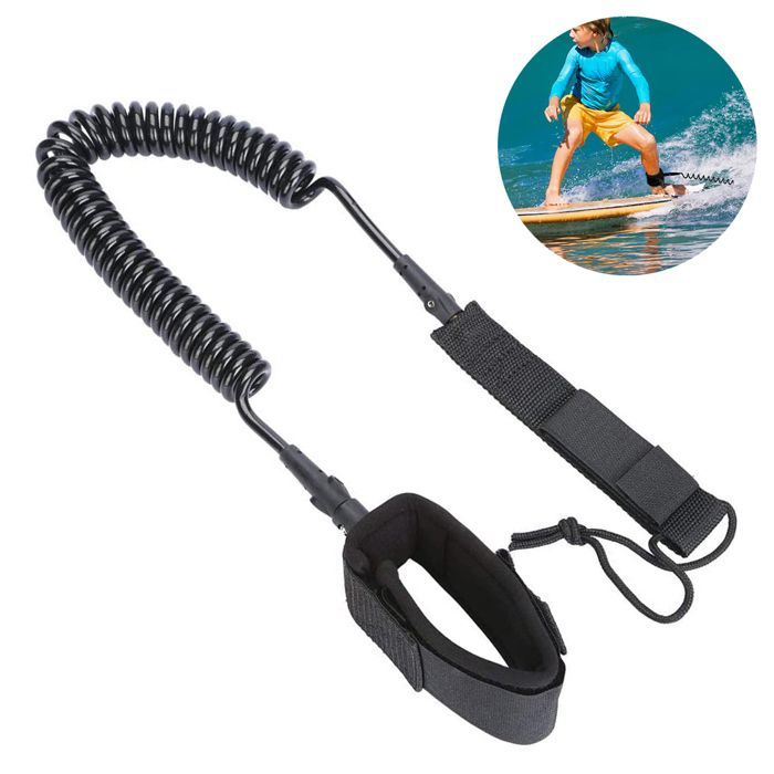Correa para SUP - OKUMGGYJ - En espiral - Poliuretano ultrarresistente - De 65 cm a 240 cm - Negra