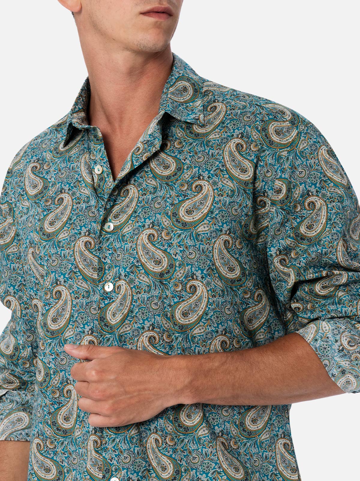Sikelia herenoverhemd van katoenen mousseline met paisleyprint