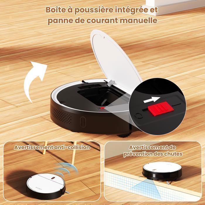 Zynet D6 Robot Vacuum Cleaner 3000Pa/150+Min, 5 Modes, Auto Recharge, APP/WiFi/Alexa/Siri Control, Pet Hair and Carpets