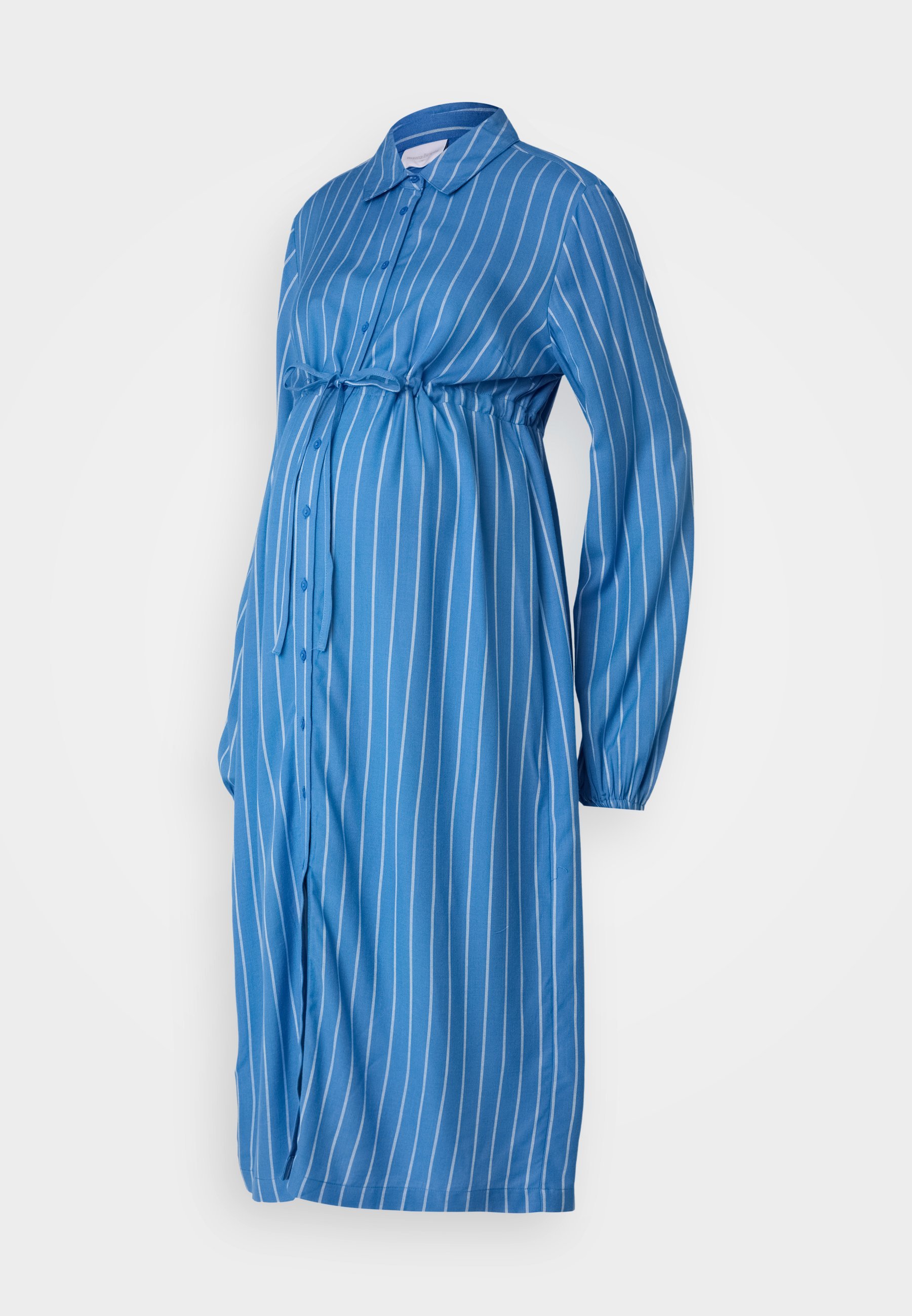 MAMALICIOUS MLIMAN LIA GESTREEPTE MIDI-JURK - Overhemdjurk - blauw jaspis/wit
