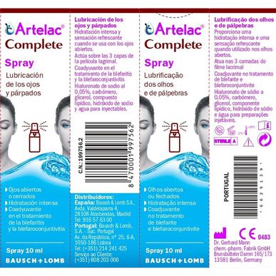 Artelac lubrikant za oči in veke v spreju 10 ml 10 ml