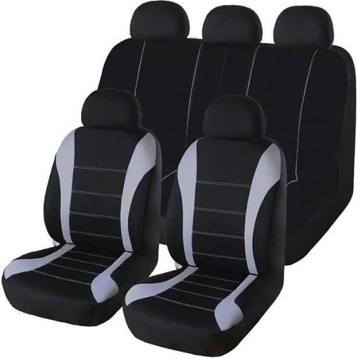 Juego de fundas para asientos de coche - TEMPSA - Universal - Tela - 9 piezas - Gris