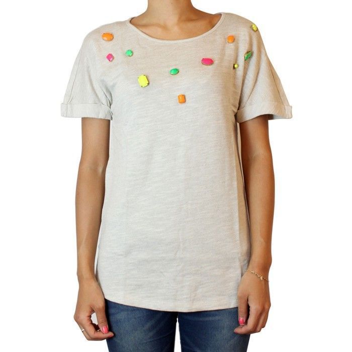 Top feminino Imagine, cor cru