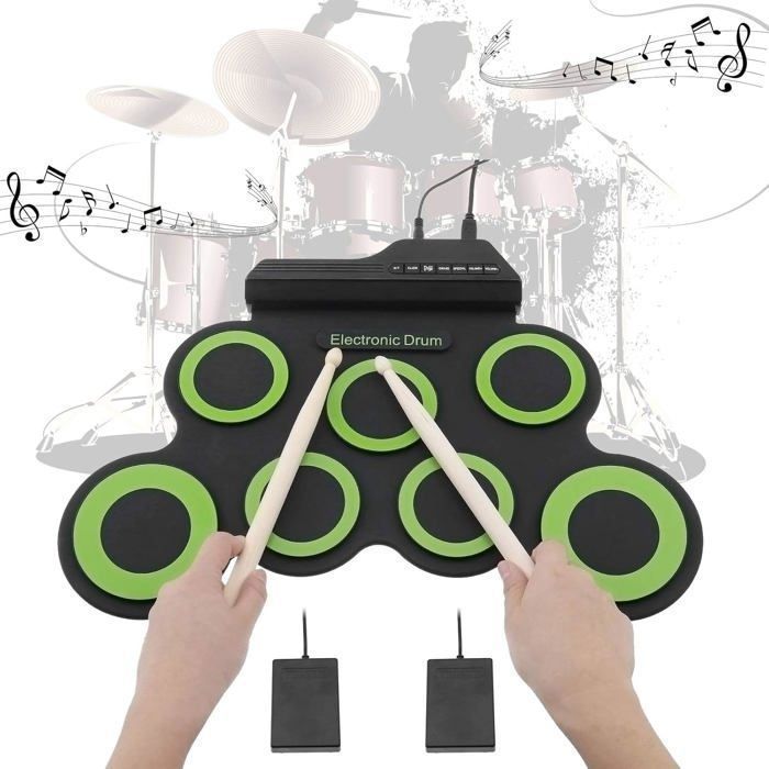 Electronic drum set with percussion pad, portable electronic roll-up drum, perfect for beginners and children