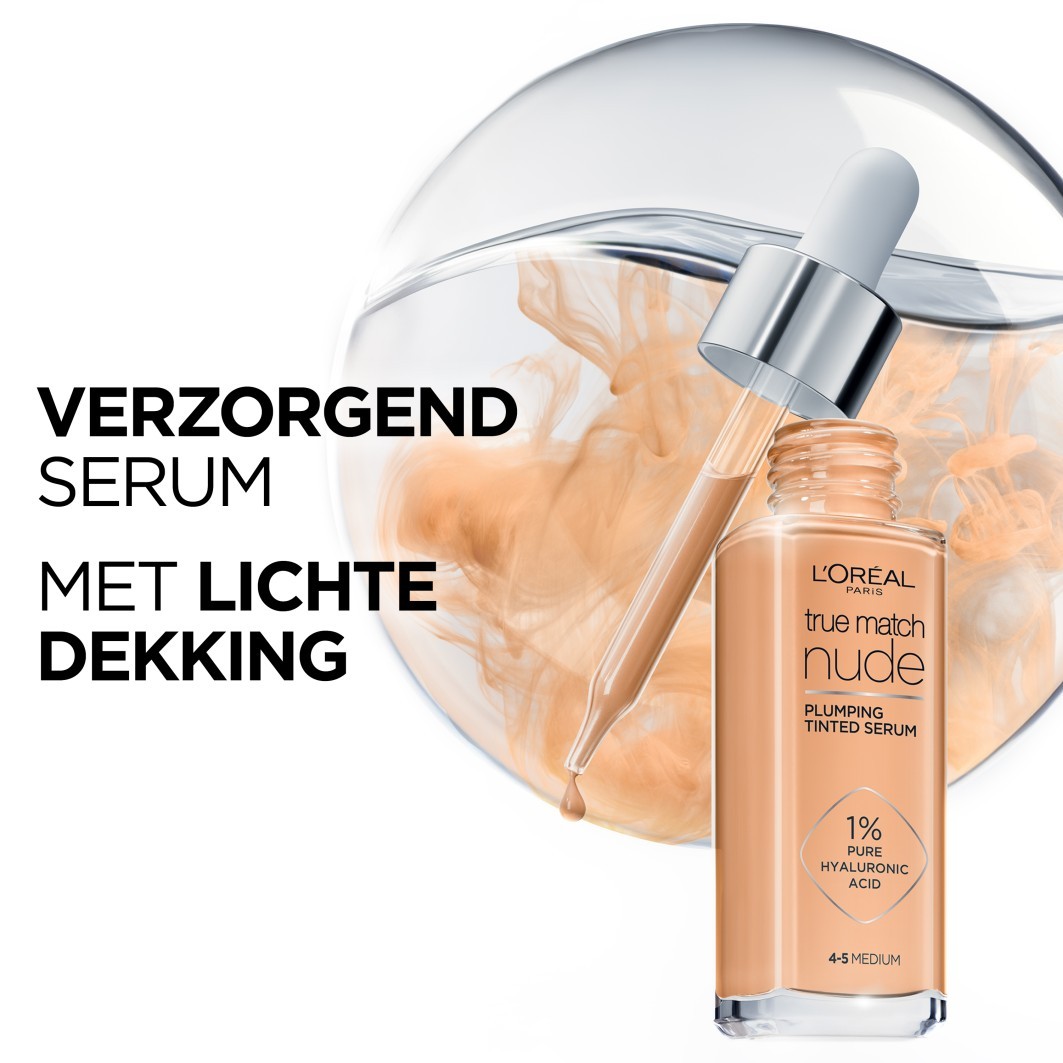 „L'Oréal Paris Hyaluronsäure-Serum True Match Nude“ putlinantis tonuotas serumas – 30 ml