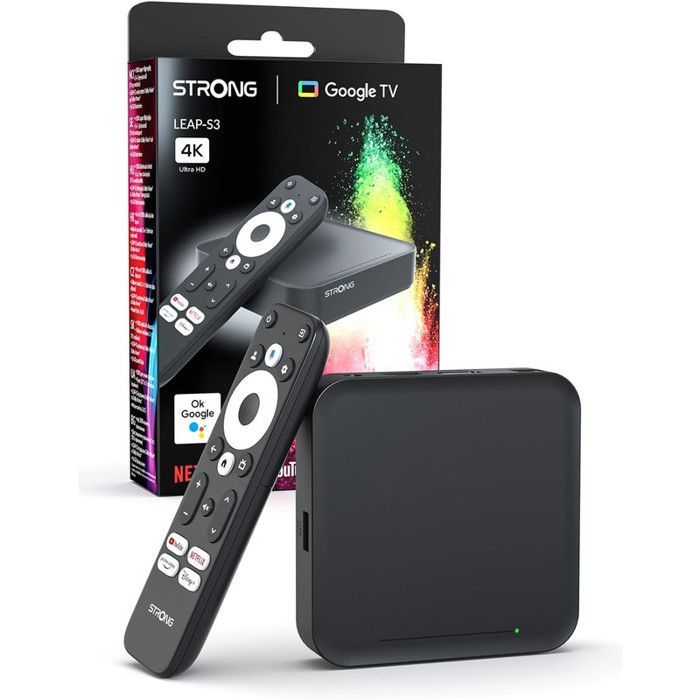 STRONG - LEAP-S3 - Google TV 4K Streaming Box - Chromecast - Wi-Fi 5 - Bluetooth - Google Assistente - Dolby Atmos/Vision - HDR